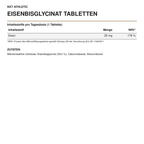 NXT Athletic Eisenbisglycinat Tabletten – Nährstoffmengen und Zutaten