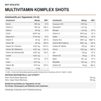 NXT Athletic Multivitamin Komplex Shots – Inhaltsstoffe pro Tagesdosis