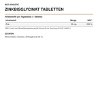 NXT Athletic Zinkbisglycinat Tabletten – Nährstoffmengen und Zutaten