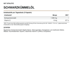 NXT Athletic Schwarzkümmelöl – Inhaltsstoffe, Mengen und Zutaten