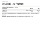 NXT Athletic Vitamin D3 + K2 Tropfen – Inhaltsstoffe, Mengen und Zutaten